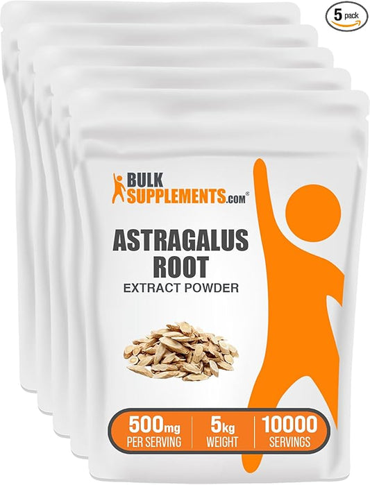 BulkSupplements.com Astragalus Extract Powder - from Astragalus Root, Astragalus Supplement - Vegan & Gluten Free, Astragalus Powder - 500mg per Serving, 1kg (2.2 lbs) (Pack of 5)