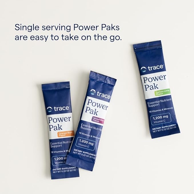 Trace Minerals | Power Pak Electrolyte Powder Packets | 1200 mg Vitamin C, Zinc, Magnesium | Boost Immunity, Hydration and Natural Energy | Lemon Lime | 90 Packets