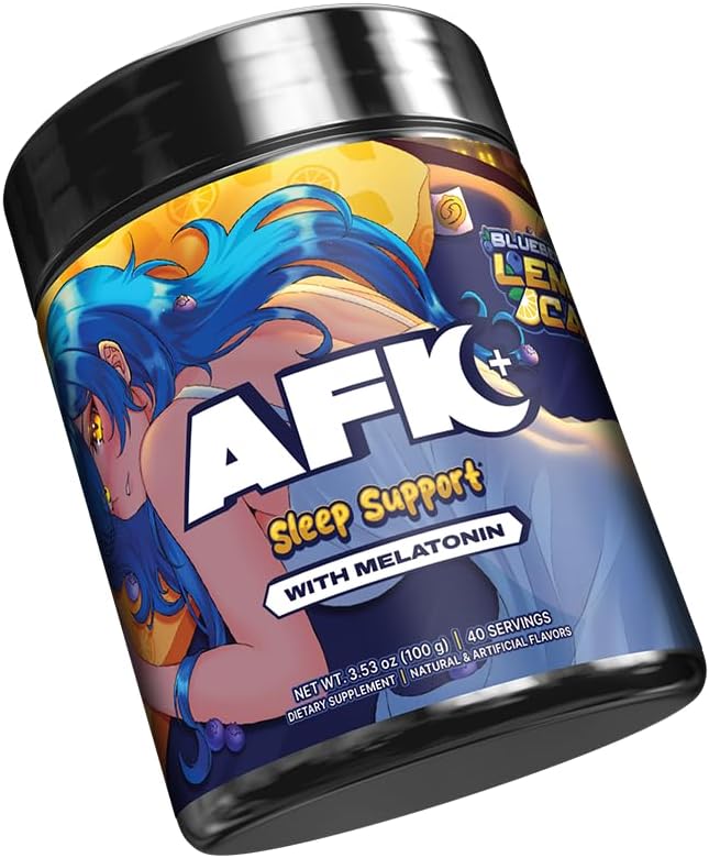 AFK+ (with Melatonin): Blueberry Lemon Cake - 40 Servings - Keto Friendly Magnesium-Focused Sleep Support Supplement, Apigenin, Sugar Free