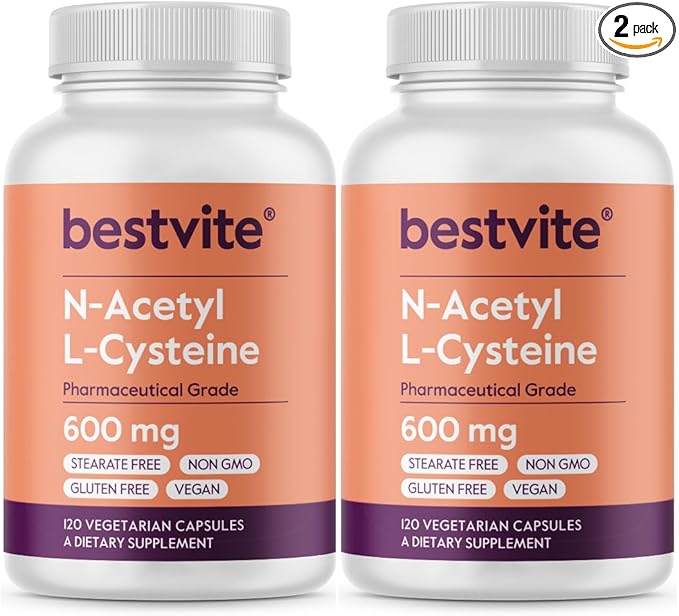 N-Acetyl L-Cysteine 600mg (NAC) (120 Vegetarian Capsules) (120 x 2) - No Stearates - Vegan - No Fillers - No Silica - No Gelatin - Gluten Free - Non GMO