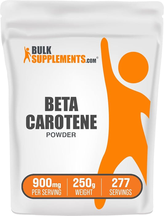 BulkSupplements.com Beta Carotene Powder - Vitamin A Supplements, Beta Carotene Supplements - for Vision & Eye Support, Gluten Free, 900mg per Serving, 250g (8.8 oz) (Pack of 1)