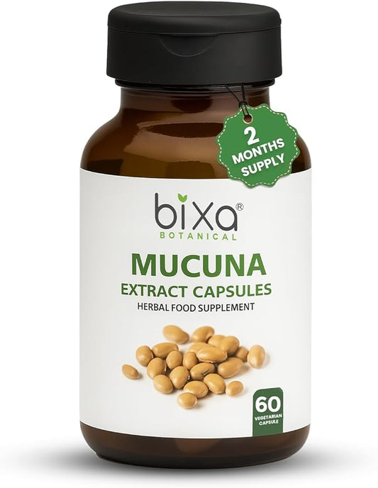 bixa BOTANICAL Mucuna Pruriens Extract Capsules (Kapikacchu/Velvet Bean/Kaunch Beej) ǀ 60 Veg Capsules (450mg)