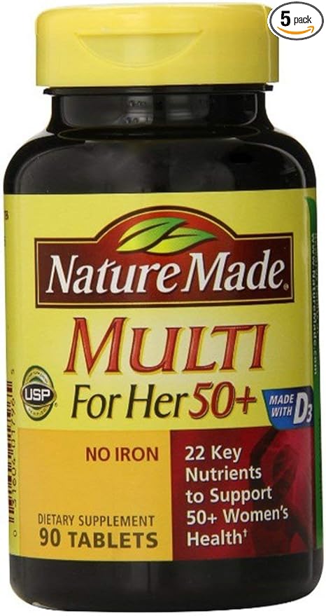 Nature Made Multi for Her 50+ Vitamin/Mineral Tablets 90 ea (Pack of 5)