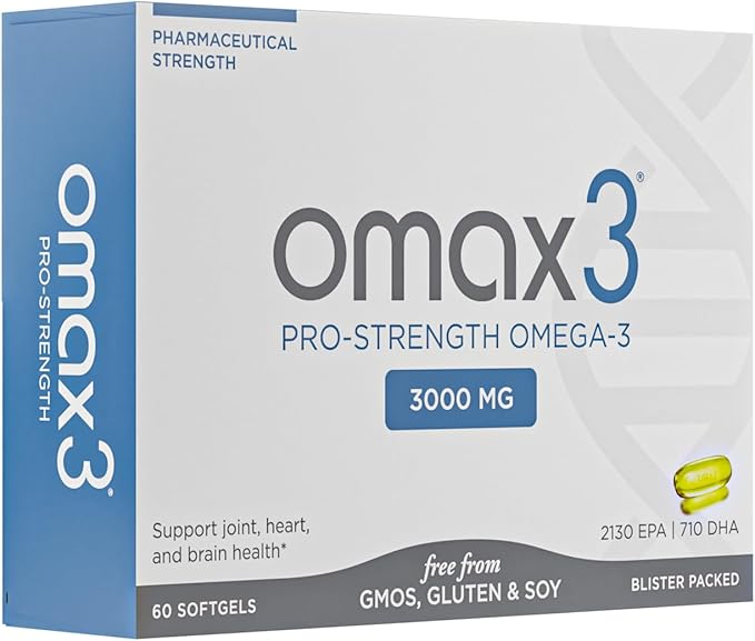 Omax3 Professional Strength Ultra-Pure Omega-3 Fish Oil - 1000 mg - Maximum Joint & Muscle Support - EPA DHA - NSF Certified - 60 Softgel Blister Pack