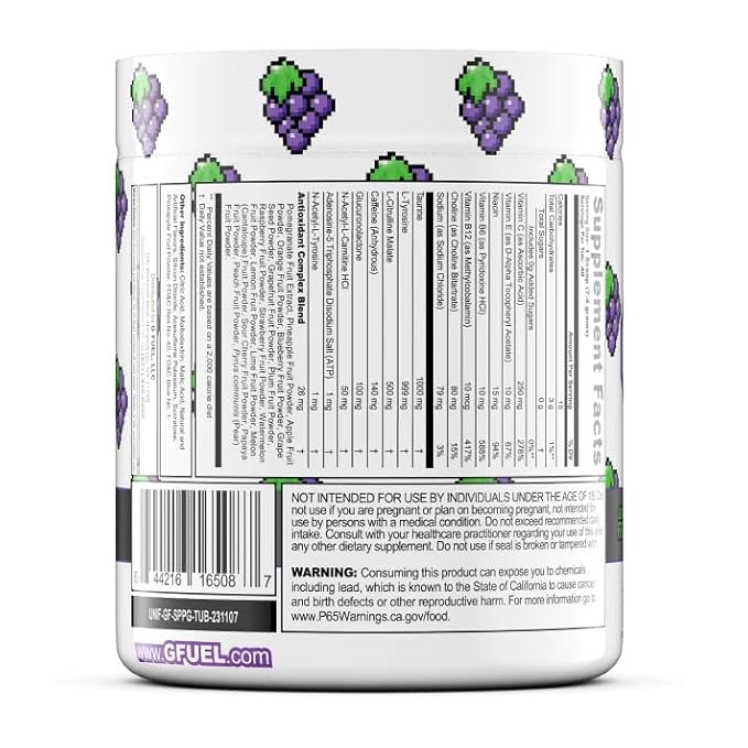 G Fuel Sour Pixel Potion Energy Drink Powder, Sugar-Free Focus + Energy Supplement with Antioxidants & Vitamins for Gaming & Workout, Sour Grape Flavor, 40 Servings