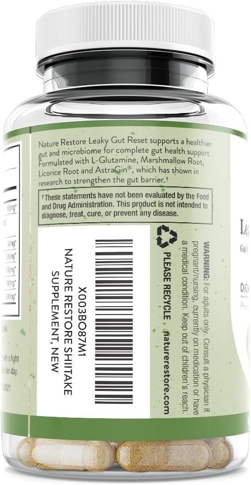 Nature Restore Gut Support Capsules | Marshmallow Root, Licorice, L Glutamine, Probiotic & AstraGin | Digestive & Microbiome Health | 60 Count