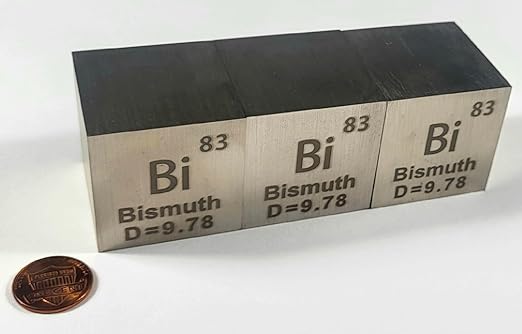 1.5" 38.1mm Bismuth Metal Cube Bi up to 99.9% Pure Periodic Table Element Engraved Density Collection Science Education Display Block Cube + Acrylic Case Box - 1PC