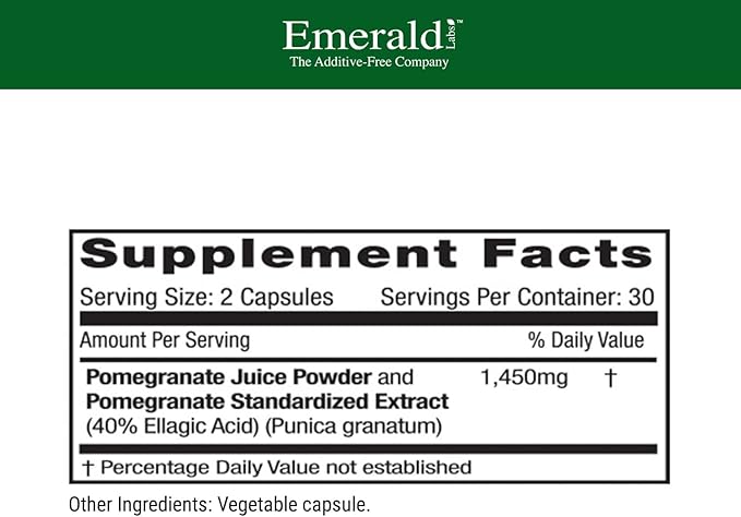 Emerald Labs Pomegranate Extract - Pomegranate Extract (40% Ellagic Acid) & Pomegranate Juice Powder for Immune Response & Heart Support* - 60 Vegetable Capsules (30-Day Supply)