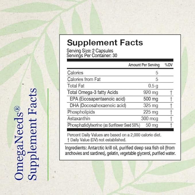 OmegaNeeds Omega-3 Fish Oil Supplement – 1000mg EPA & DHA Per Serving – Supports Brain, Eye, and Heart Health – Burpless, Ultra-Pure, Easy-to-Swallow Softgels – 60 Capsules