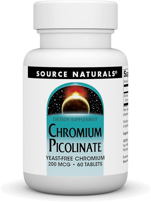 Source Naturals Chromium Picolinate, Yeast Free Chromium, 200 mcg - 60 Tablets