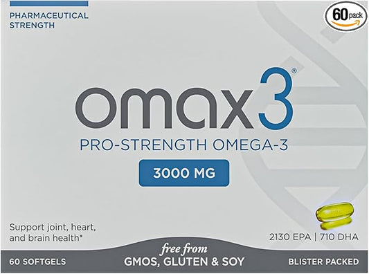 Omax3 Professional Strength Ultra-Pure Omega-3 Fish Oil - 1000 mg - Maximum Joint & Muscle Support - EPA DHA - NSF Certified - 60 Softgel Blister Pack