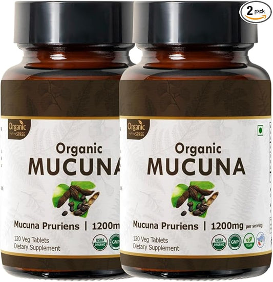 Mucuna 120 Tablets – USDA Organic Mucuna Pruriens – Supports Relaxation & Cognitive Function* - Pack of 2