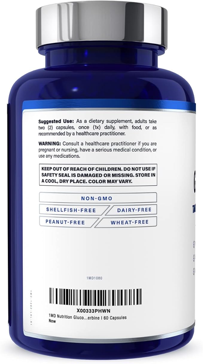 1MD Nutrition - Cinnamon bark 10:1 Water Extract, Chromium, Neem Leaf, Berberine, Cayenne Pepper 5:1 Extract, Lion's Mane, Gymnema Leaf and Stem - 60 Capsules