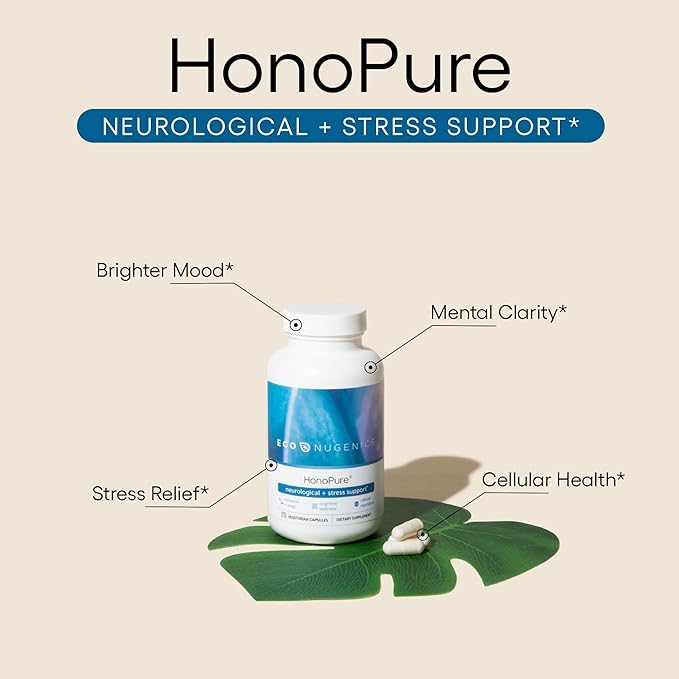 EcoNugenics HonoPure Magnolia Bark Extract – 98% Pure Honokiol Supplement Helps with Brain Function, Sleep Aid, Stress Relief & Overall Mood – Nootropic with GABA & Antioxidant Support – 30 Capsules