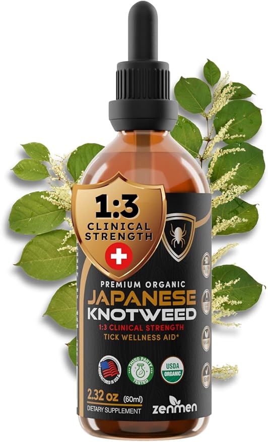 Japanese Knotweed Premium Resveratrol USDA 3rd Party Tested Tincture 60ml/2.32 Oz - 1:3 Clinical Strength Ratio - Tick Wellness Aid and Immune Support Supplement - Made in The USA