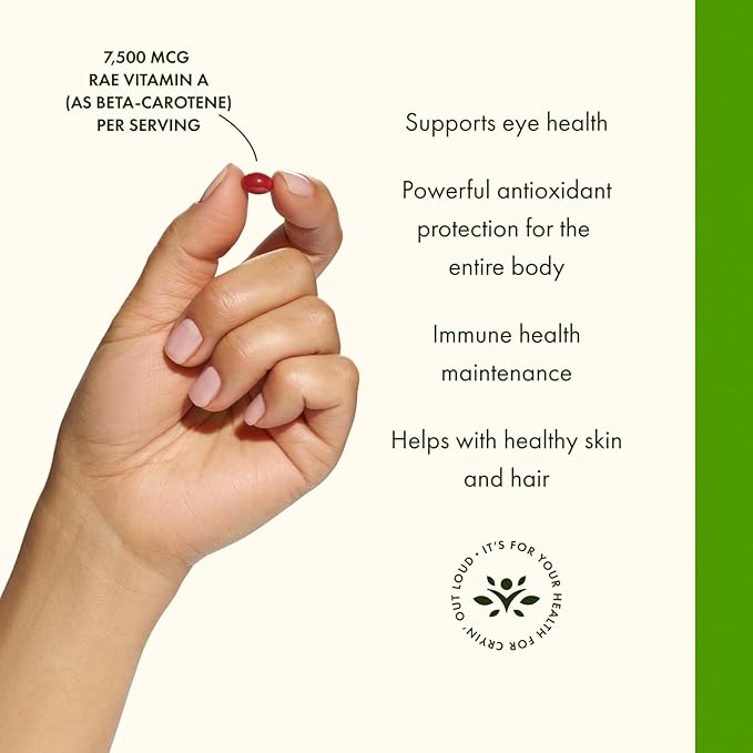 Swanson Beta-Carotene Vitamin A 25000 IU Softgels - Skin, Eye, and Immune System Health - Antioxidant Support - 7500 mcg (300 Softgels)