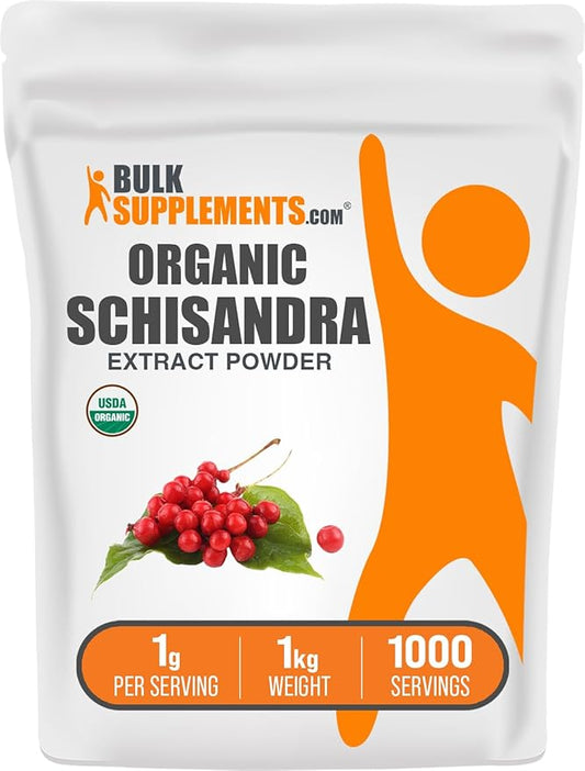 BulkSupplements.com Organic Schisandra Extract Powder - Schisandra Supplement, from Schisandra Berries, Herbal Supplement - Gluten Free - 1g per Serving, 1kg (2.2 lbs) (Pack of 1)