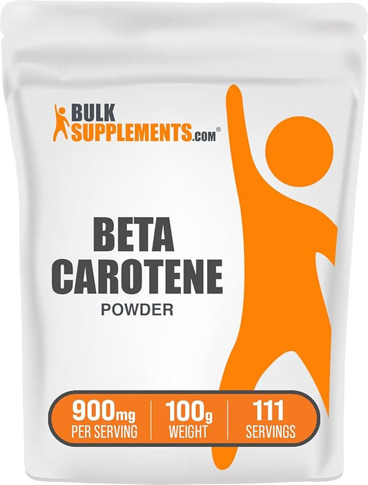 BulkSupplements.com Beta Carotene Powder - Vitamin A Supplements, Beta Carotene Supplements - for Vision & Eye Support, Gluten Free, 900mg per Serving, 100g (3.5 oz) (Pack of 1)