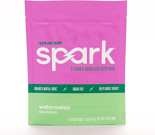 AdvoCare Spark Vitamin & Amino Acid Supplement - Focus & Energy Drink Powder Mix with Vitamin A, B-6, C & E - Also Includes L-Carnitine & L-Tyrosine - Water Melon, 14 Stick Packs