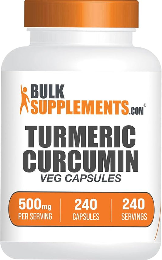 BulkSupplements.com Turmeric 500mg Extract Capsules - Curcumin Supplements, Turmeric Curcumin - Gluten Free, 240 Veg Capsules (Pack of 1)