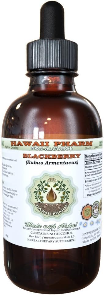 BlackBerry Alcohol-Free Liquid Extract, BlackBerry (Rubus Armeniacus) Root Glycerite Hawaii Pharm Natural Herbal Supplement 4 oz