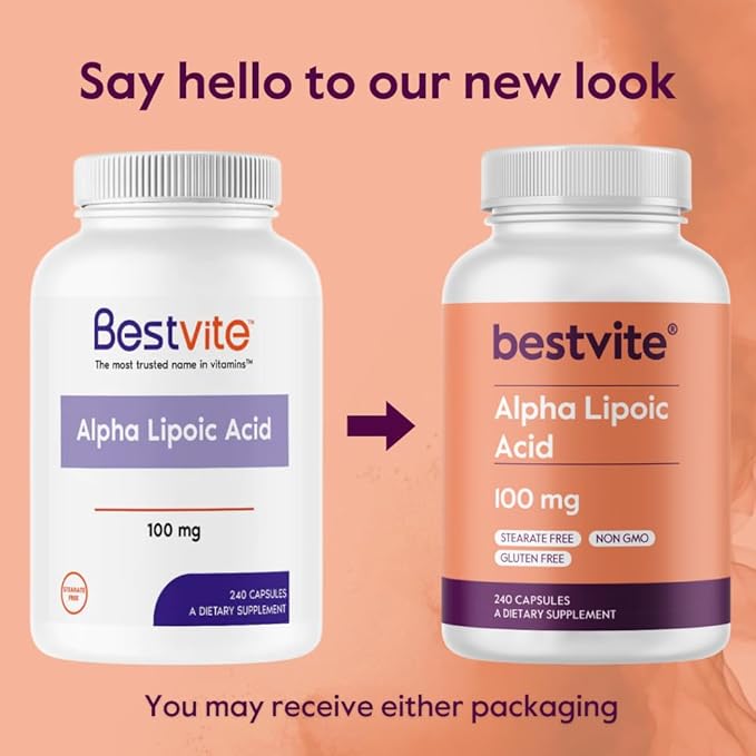 BESTVITE Alpha Lipoic Acid 100mg (240 Capsules) - No Stearates - No Flow Agents - Non GMO - Gluten Free