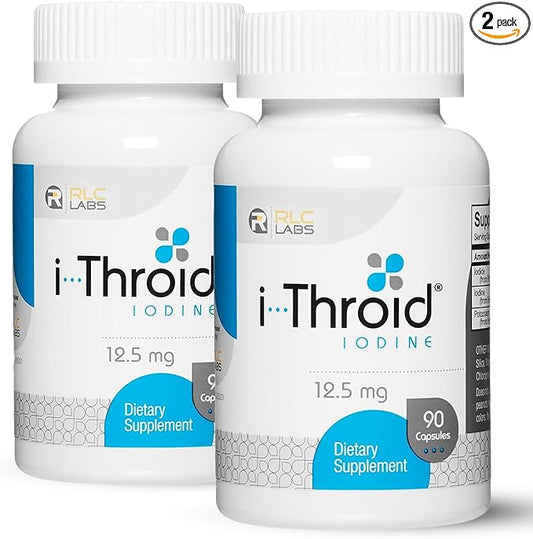 RLC Labs i-Throid 12.5 mg - Thyroid Supplements for Hypothyroidism, Iodide Supplements for Thyroid, Support Healthy Metabolism, Thyroid Support for Women and Men - 90 Vegetarian Capsules (Pack of 2)