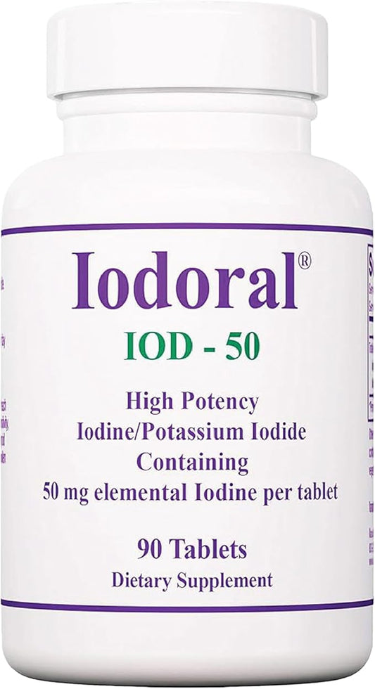 Optimox Iodoral 50 mg Supplement - Potassium Iodide Tablets, High Potency Iodine Supplements, Thyroid Support, Vitamins & Minerals - 90 Count