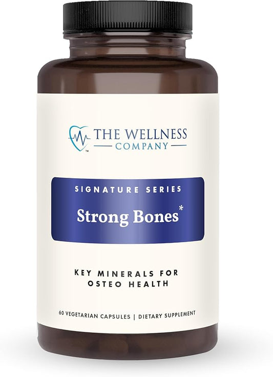The Wellness Company Strong Bones | 60 Capsules (1-Month Supply) | Made with Key Minerals to Help Build Bone Strength | Non-GMO, Vegan, Gluten Free | for Supporting Bone Strength and Health