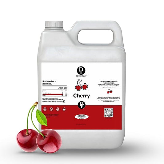 Dolce Flav Cherry Flavoring – 32 oz. – Premium Oil-Based Extract for Chocolates, Frostings, Baked Goods & Confections | Classic Sweet Flavor for Bakeries & Candy Shops