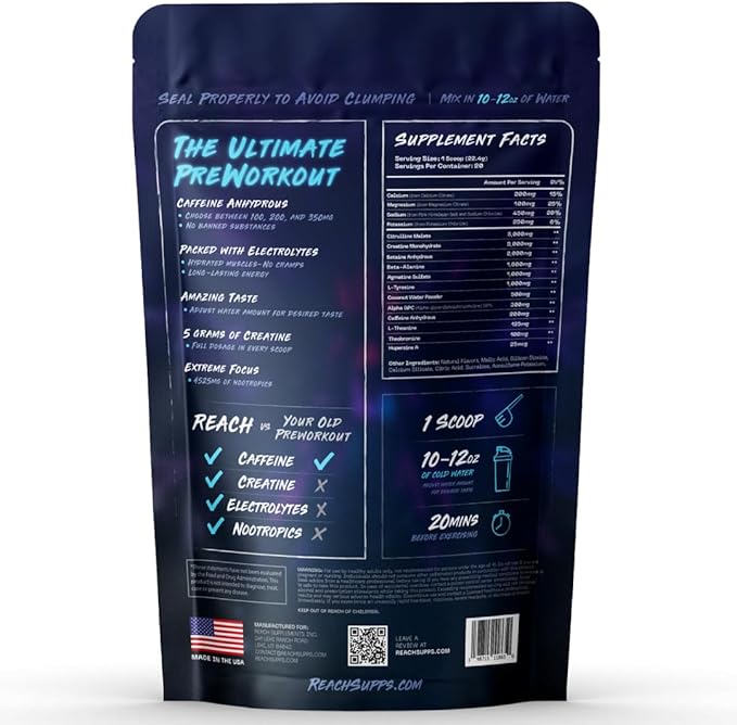 Pre Workout Supplement - Fitness Supplements, Workout Supplements - Energy Supplement for Men and Women - 200 mg Caffeine - Blue Rage