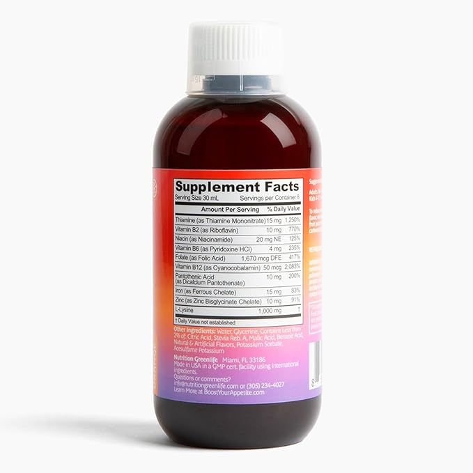 Appetite Booster Weight Gain Stimulant Supplement Eat More for Underweight Adults & Kids 4+ Fortified with Vitamins B1,B2,B3,B5,B6,B12, Folic Acid, Iron, Zinc, Amino Acids, Flax Seed Oil