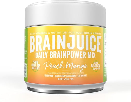 BrainJuice Active Peach MangoDaily BrainPower Mix - 15 Servings (2.2 Oz, Peach Mango)