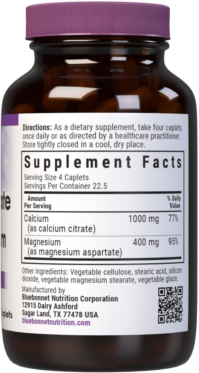 BlueBonnet Calcium Citrate Plus Magnesium Caplets, 90 Count