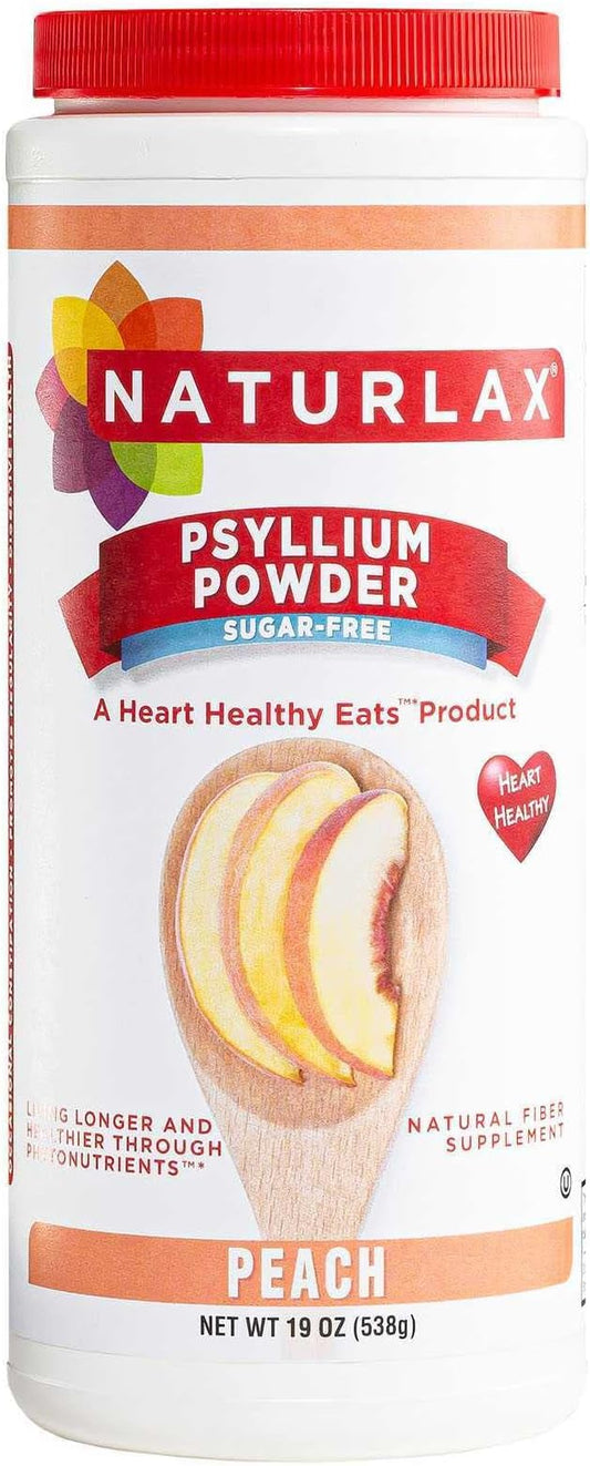 Sugar-Free Psyllium Husk Fiber Powder, Peach Flavored 19 oz