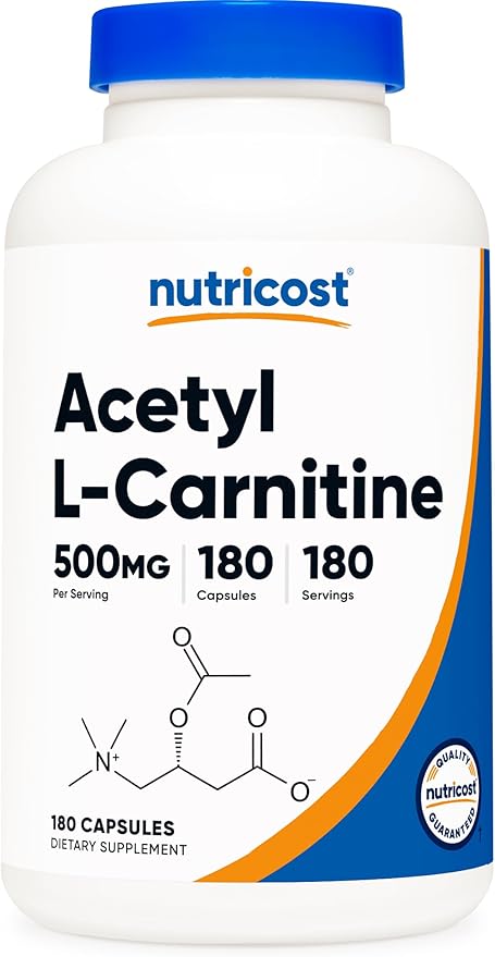 Nutricost Acetyl L-Carnitine (ALCAR) 500mg, 180 Capsules, 180 Servings - Non-GMO and Gluten Free, 1 Capsule per Serving