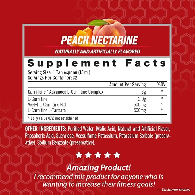 iSatori L-Carnitine LS3 3000, Liquid L-Carnitine with Acetyl L-Carnitine, L-Carnitine L-Tartrate, Stimulant Free Pre Workout, No Calories, Sugar, Gluten, Keto-Friendly, Peach Nectarine (32 Servings)