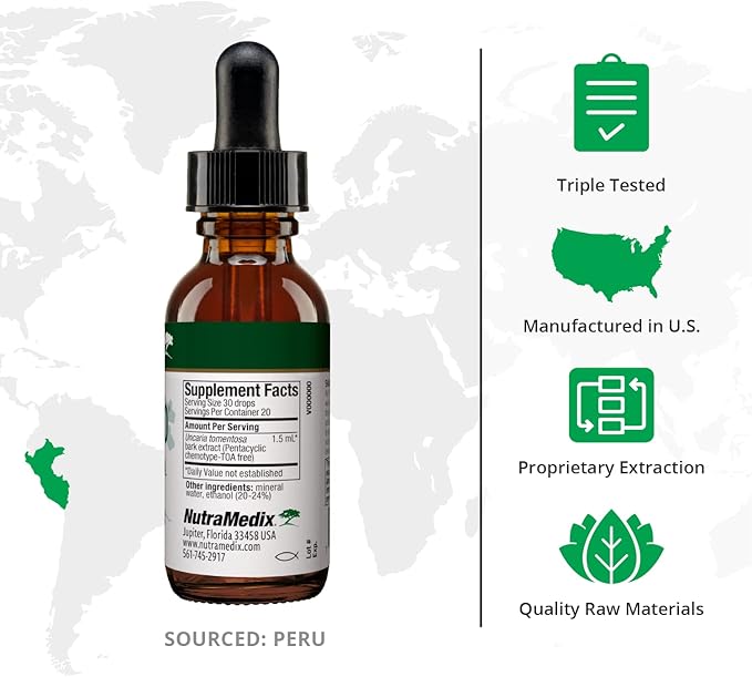 NutraMedix Samento Cat's Claw Tincture - Cat's Claw Immune Support Supplement for Brain, Antioxidant, Cardiovascular & Microbial Support - Bioavailable Herbal Supplements from Nature (2oz / 60ml)