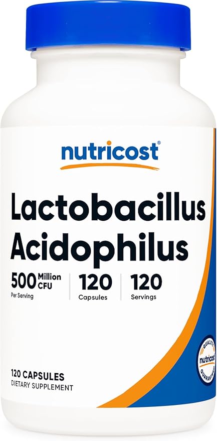 Nutricost Lactobacillus Acidophilus 500 Million CFU Per Serving (120 Capsules)