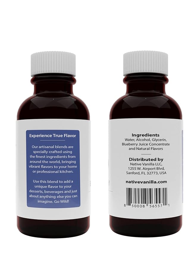 Native Vanilla - Blueberry Extract - 4 Fl Oz - Perfect for Cooking, Baking, and Dessert Crafting