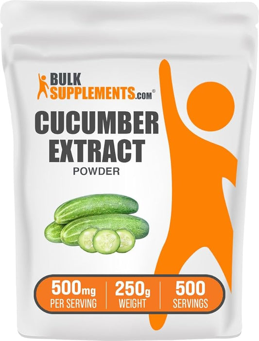BulkSupplements.com Cucumber Extract Powder - Cucumber Supplement, for Hydration - Vegan & Gluten Free, 500mg per Serving, 250g (8.8 oz) (Pack of 1)