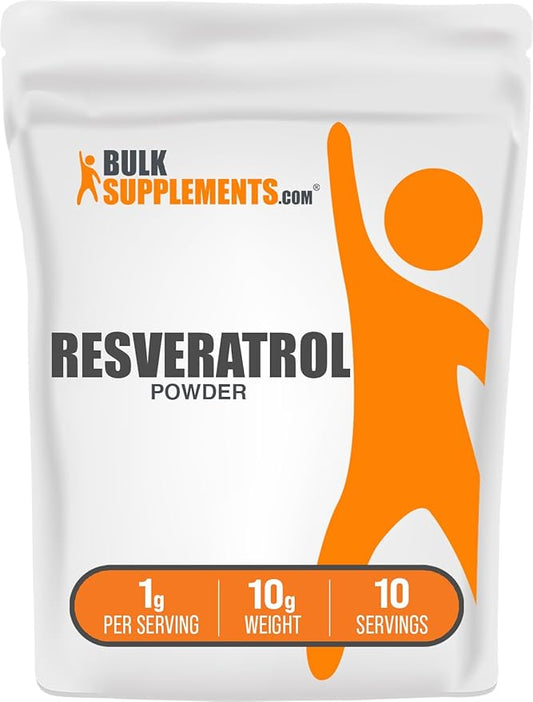 BulkSupplements.com Resveratrol Powder - Resveratrol Supplement, from Polygonum Cuspidatum - Antioxidant, Gluten Free, 1g per Serving, 10g (0.35 oz) (Pack of 1)