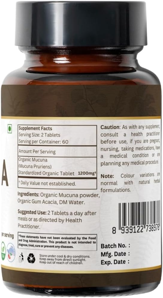Mucuna 120 Tablets – USDA Organic Mucuna Pruriens – Supports Relaxation & Cognitive Function* - Pack of 3