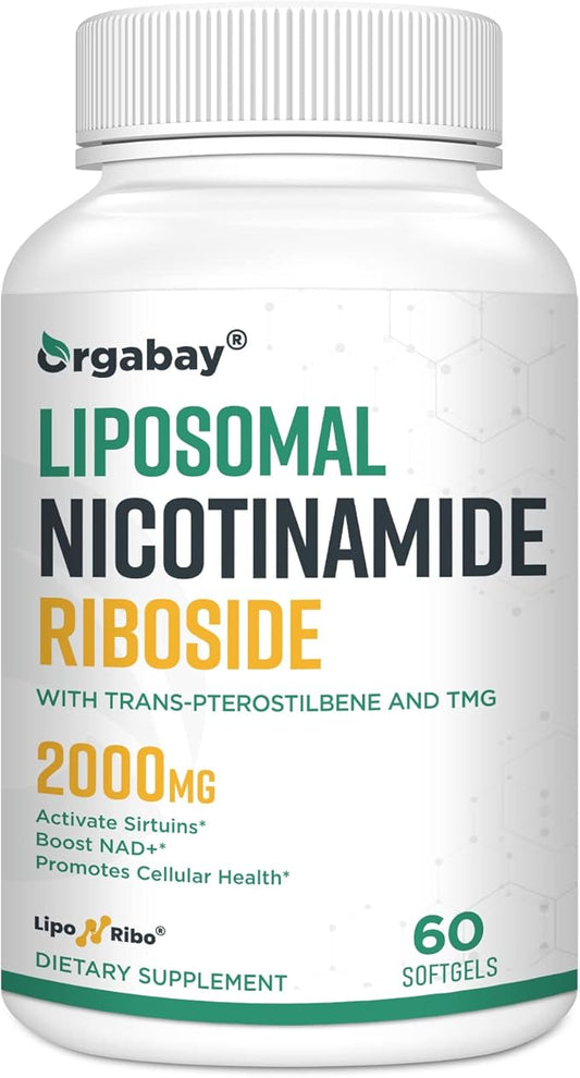 Orgabay Liposomal Nicotinamide Riboside 2000 MG with TMG and Pterostilbene, Boosting NAD+, Support Healthy Aging, 60 Count