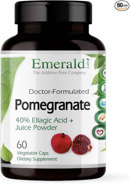 Emerald Labs Pomegranate Extract - Pomegranate Extract (40% Ellagic Acid) & Pomegranate Juice Powder for Immune Response & Heart Support* - 60 Vegetable Capsules (30-Day Supply)