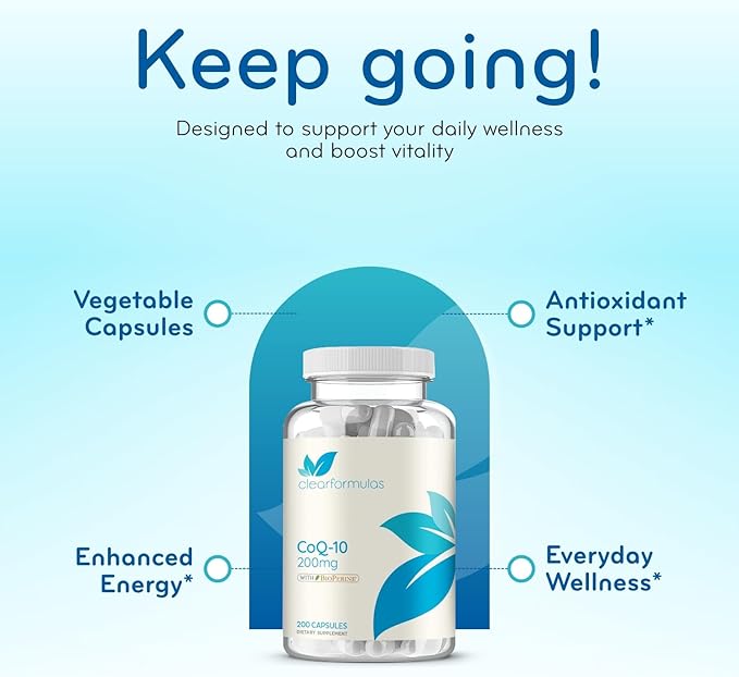 CoQ10 200mg with BioPerine - Enhanced Absorption Coenzyme Q10 200mg Potent Antioxidant for Heart Energy and Aging Support - High Stability CoQ10 Ubiquinone Caps - Made in a cGMP US Lab (200 Servings)