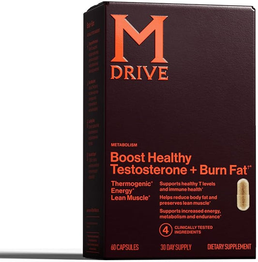 Mdrive Boost and Burn Testosterone Booster and Fat Burner for Men, Energy, Strength, Stress Relief, KSM-66 Ashwagandha, Advantra Z, Chromax, 60 Capsules