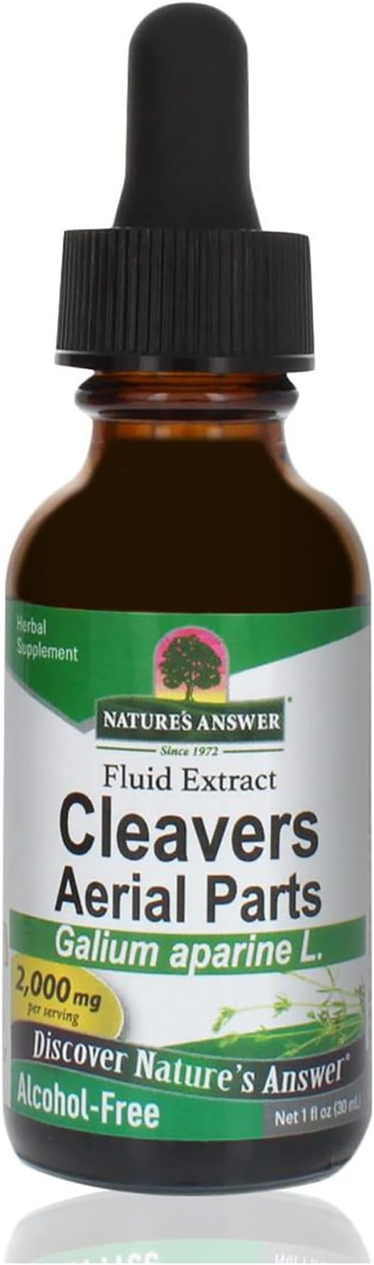 Nature's Answer Alcohol-Free Cleavers Herb, 1-Fluid Ounce | Supports Overall Wellbeing | Dietary Supplement
