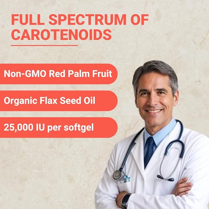 NEW ROOTS HERBAL Beta-Carotene 25,000 IU Supplements | Vitamin A (90 Softgels) | Full Spectrum of Carotenoids | Naturally Sourced from Non-GMO Red Palm Fruit + Organic Flax Seed Oil