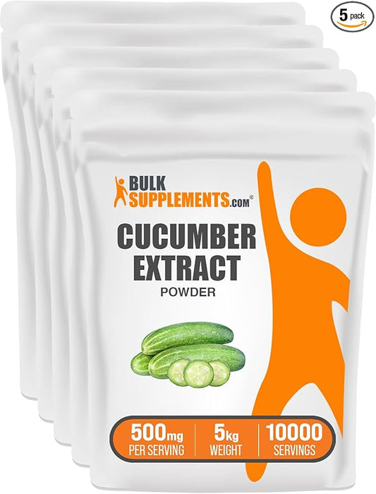 BulkSupplements.com Cucumber Extract Powder - Cucumber Supplement, for Hydration - Vegan & Gluten Free, 500mg per Serving, 1kg (2.2 Pound) (Pack of 5)
